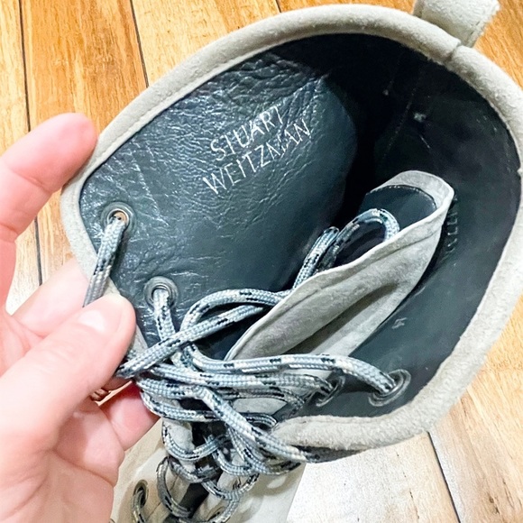 Stuart Weitzman METERMAID LACE-UP SUEDE BOOTS, Taupe - Picture 5 of 7